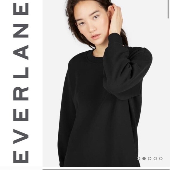 Everlane French Terry Crewneck Sweatshirt Dress Black XS Minimalist Loungewear - Picture 3 of 10